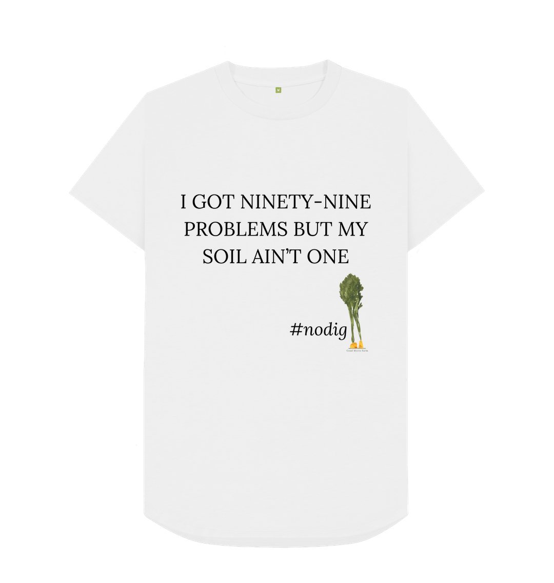 White Mens Longline Soil Problems T-Shirt