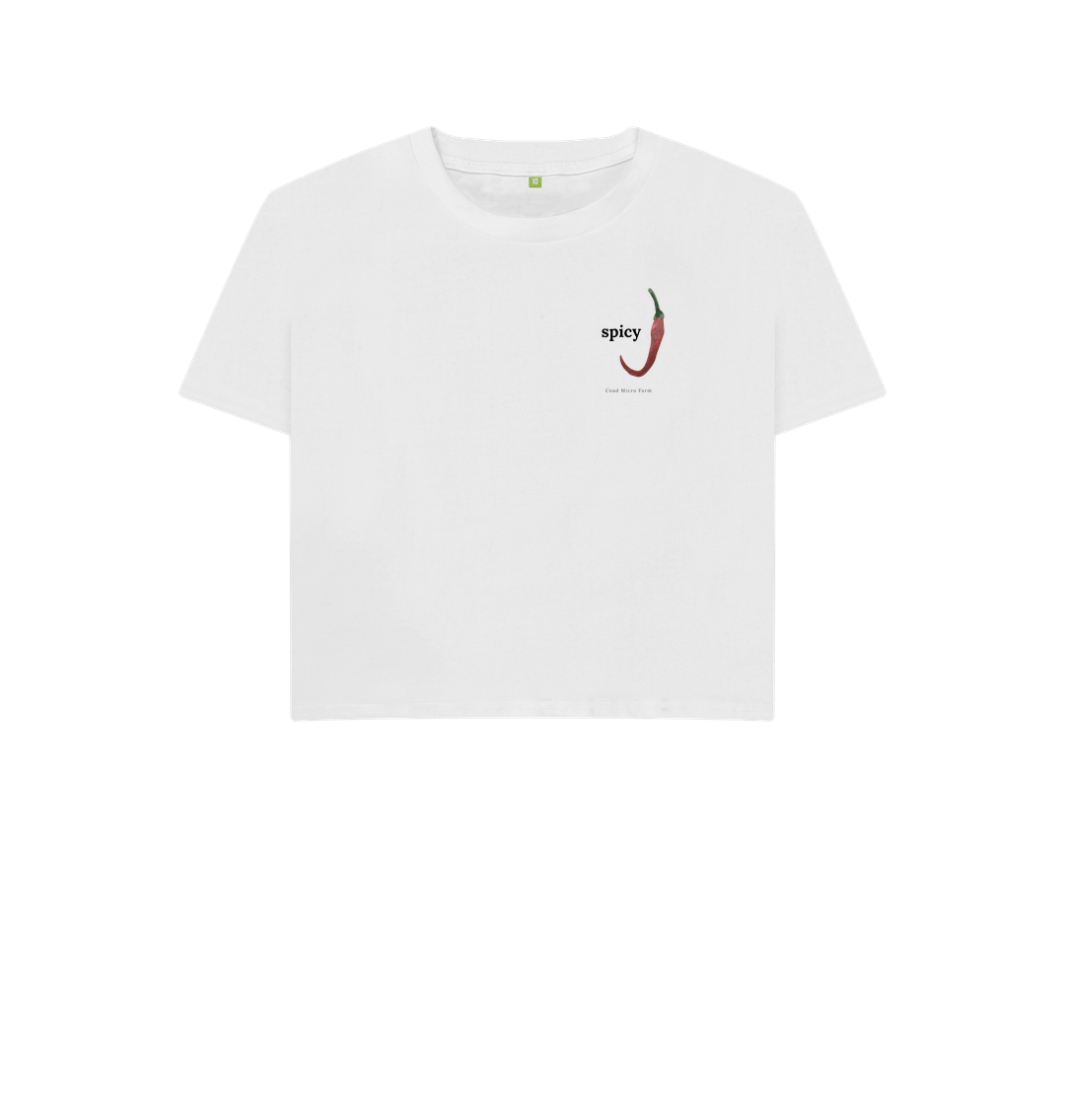 White Womens Spicy Boxy T-Shirt