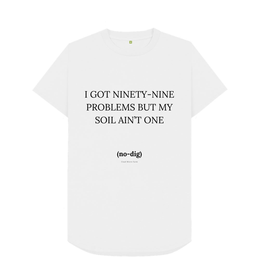 White Mens Longline Soil Problems T-Shirt 2